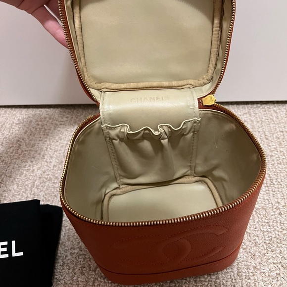 Chanel CC Caviar Vanity Case Vintage Timeless Orange Leather Top Handle Bag - Picture 10 of 13